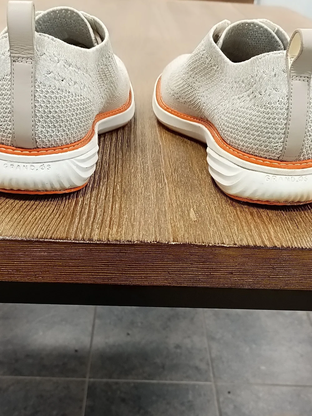 Cole Haan Light Gray Knit Oxfords with Orange Trim